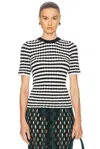 Zankov Elodie Stripe Crewneck Sweater In Black & Ivory Multi