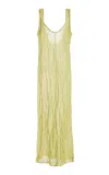 Zankov Elsa Crinkled Orgigami Corron Maxi Dress In Olive