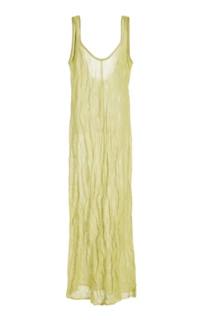Zankov Elsa Crinkled Orgigami Corron Maxi Dress In Olive