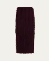 Zankov Evangeline Fringed Knit Maxi Pencil Skirt In Purple