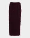 Zankov Evangeline Fringed Knit Maxi Pencil Skirt In Brown
