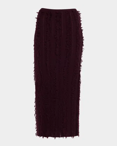 ZANKOV EVANGELINE FRINGED KNIT MAXI PENCIL SKIRT