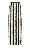 Zankov Evangeline Fringed Merino Wool Maxi Skirt In Black,white