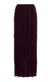 Zankov Evangeline Fringed Merino Wool Maxi Skirt In Burgundy