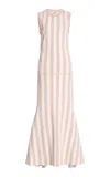 Zankov Faye Striped Knit Maxi Dress In Animal Print