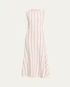 Zankov Faye Striped Knit Sleeveless Midi Dress In Neutral