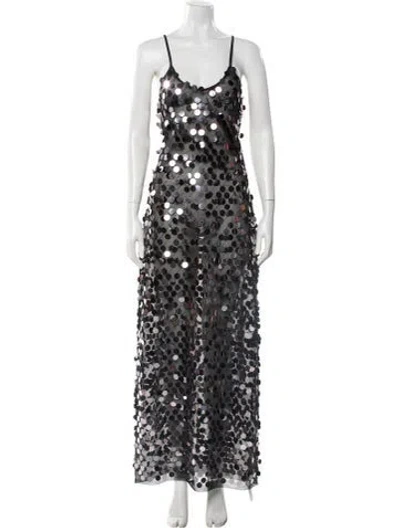 Pre-owned Zankov Floral Print Long Dress W/ Tags In Black