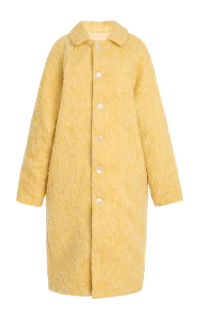 Zankov Frederico Brushed Alpaca Coat In Yellow