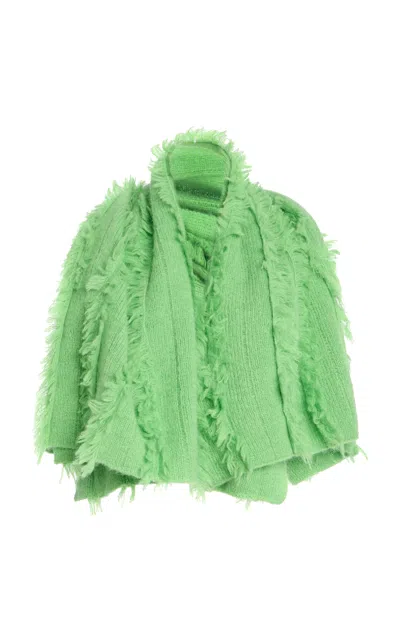 Zankov Fringed Merino Wool Scarf In Green
