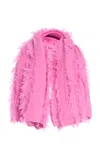 Zankov Fringed Merino Wool Scarf In Pink