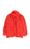 Zankov Fringed Merino Wool Scarf In Red