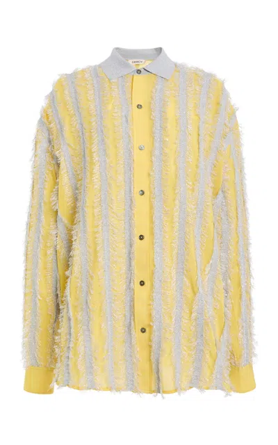 Zankov Fringed Silk Button-down Shirt In Yellow