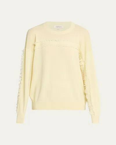 Zankov Fringed Wool Crewneck Sweater In Neutral