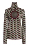 Zankov Georgina Cutout Merino Wool Turtleneck Top In Print