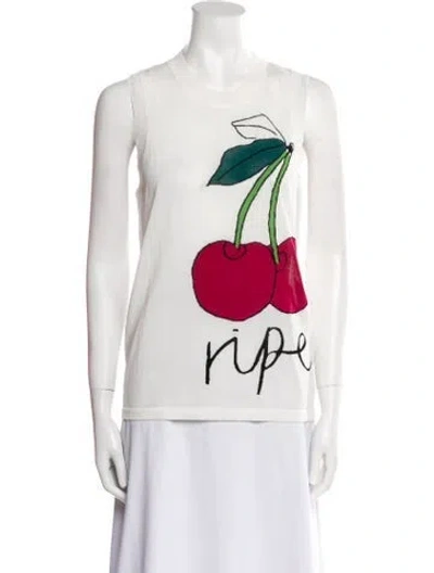 Pre-owned Zankov Graphic Print Crew Neck Top W/ Tags In White