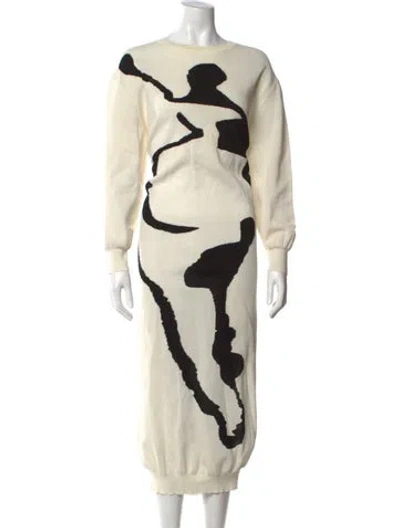 Pre-owned Zankov Graphic Print Long Dress In Neutrals
