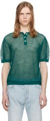 Zankov Green Three-button Polo In Chrysocolla