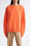 Zankov Halas Colorblock Rib Merino Wool & Cashmere Crewneck Sweater In Orange