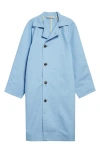 Zankov Hugo Asymmetric Waterproof Cotton Long Car Coat In Blue