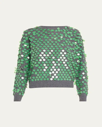 Zankov Ilaria Sequined Wool Sweater In Grey Melange