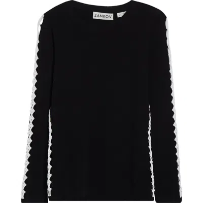 Zankov Issimo Braid Detail Rib Top In Black