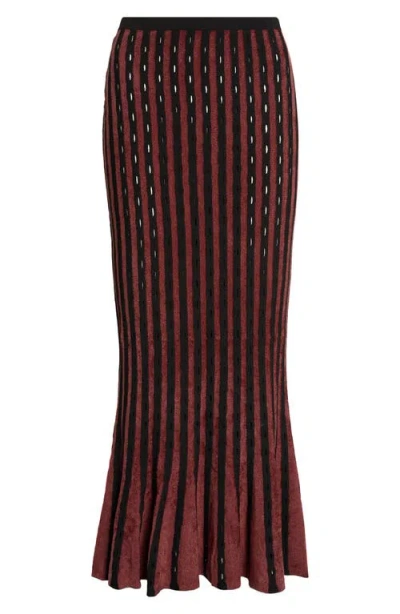 Zankov Jacky Metallic Jacquard Midi Skirt In Red
