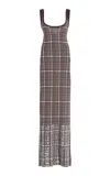 Zankov Jacqueline Sequined Windowpane Jacquard Maxi Dress In Black,white