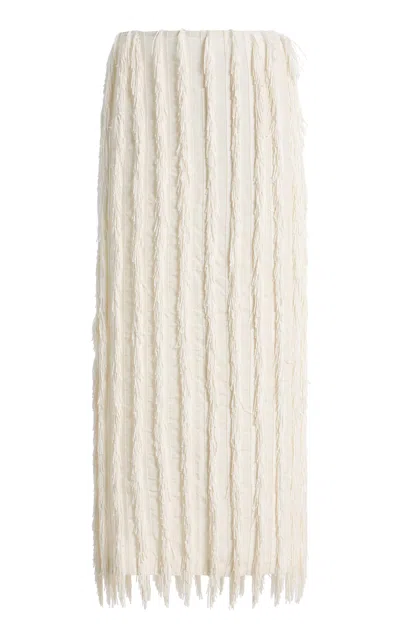 Zankov Jane Fringed Silk Maxi Skirt In Multi