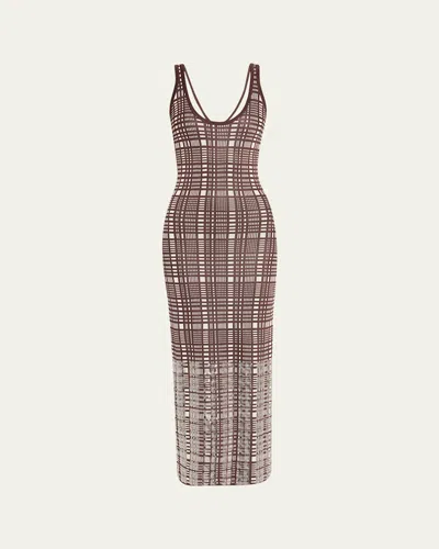Zankov Jaqueline Sequined Check Sleeveless Maxi Dress