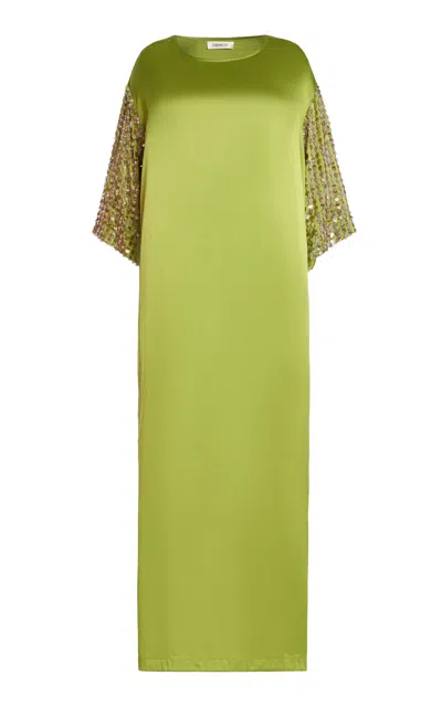 Zankov Jewels Embellished Silk Dress In Green