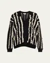 Zankov Joseph Striped Fringe V-neck Cardigan In Black