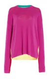 Zankov Julienne Colorblocked Merino-knit Pullover In Fuchsia