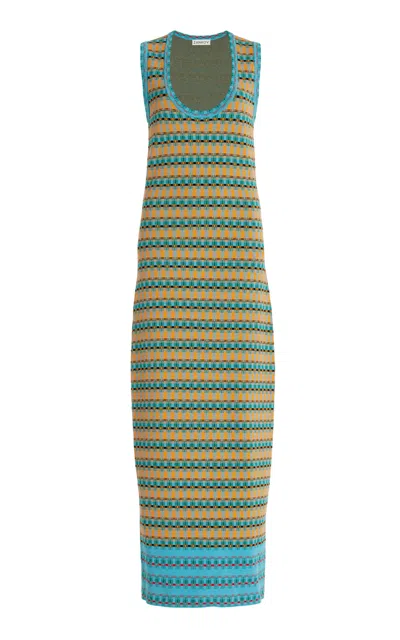 Zankov Juliette Digital Jacquard Crepe Maxi Dress In Multi