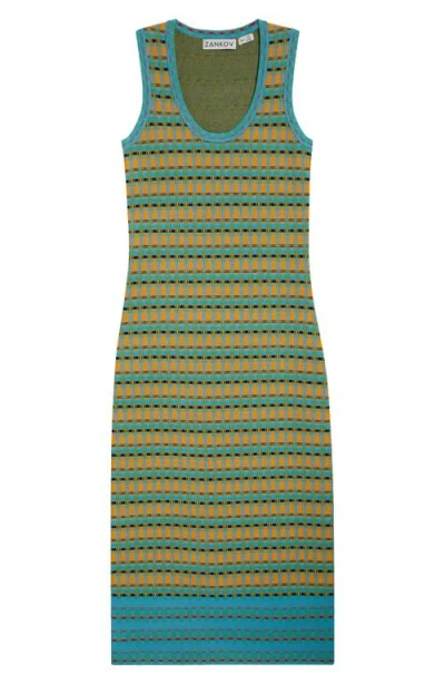 Zankov Juliette Jacquard Scoop Neck Body-con Dress In Satsuma Multi
