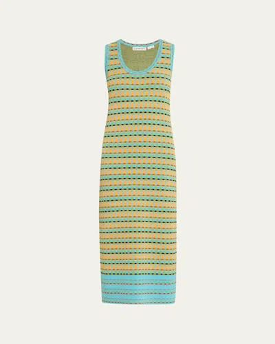 Zankov Juliette Scoop-neck Sleeveless Midi Dress In Satsuma Multi
