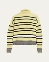 Zankov Junko Turtleneck Striped Merino-cashmere Sweater In Yellow