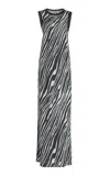 Zankov Kimmie Rippled Jacquard Cotton Maxi Dress In Black,white