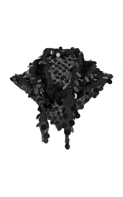 Zankov Kinga Sequined Mohair-blend Scarf In Black