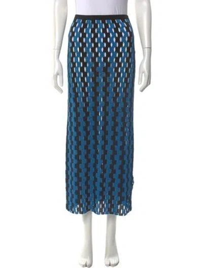 Pre-owned Zankov Lace Pattern Midi Length Skirt W/ Tags In Blue
