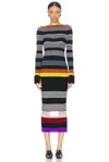 Zankov Leigh Striped Knit Maxi Dress In Black Multi