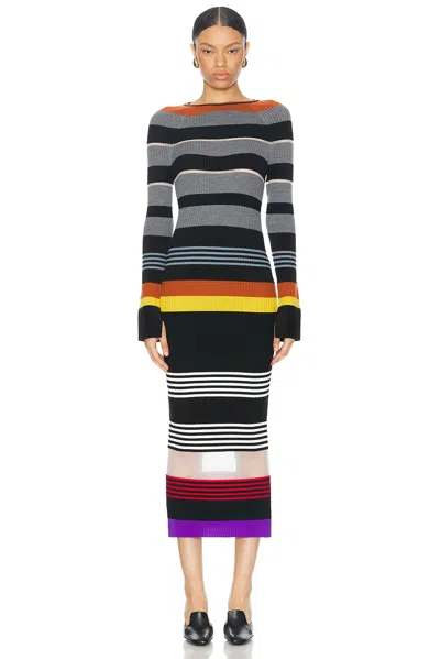 Zankov Leigh Striped Knit Maxi Dress In Multi
