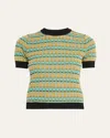 Zankov Leo Abstract Short Sleeve Sweater In Satsuma Multi