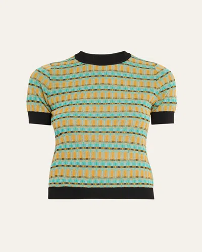 Zankov Leo Abstract Short Sleeve Sweater In Satsuma Multi