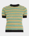 Zankov Leo Abstract Short Sleeve Sweater In Satsuma Multi
