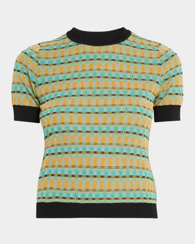 ZANKOV LEO ABSTRACT SHORT SLEEVE SWEATER