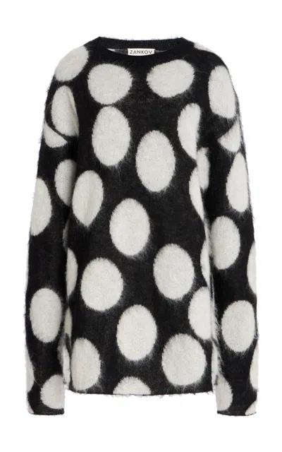 Zankov Lewis Brushed Mohair-blend Sweater In Black,white