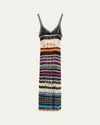 Zankov Libiana Stripe Openwork Sweater Dress In Black Multi