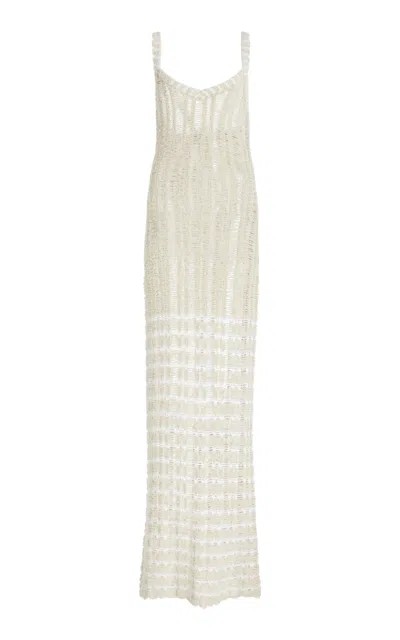 Zankov Libinia Shredded Merino Wool Maxi Dress In White