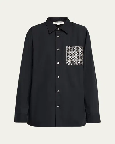 Zankov Long-sleeve Sequined Pocket Shirt In Black