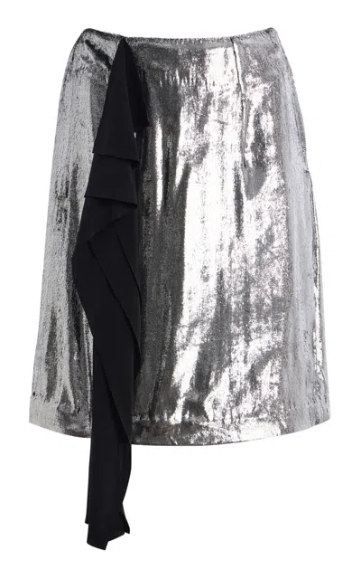 Zankov Lonnie Silk-blend Mini Skirt In Silver